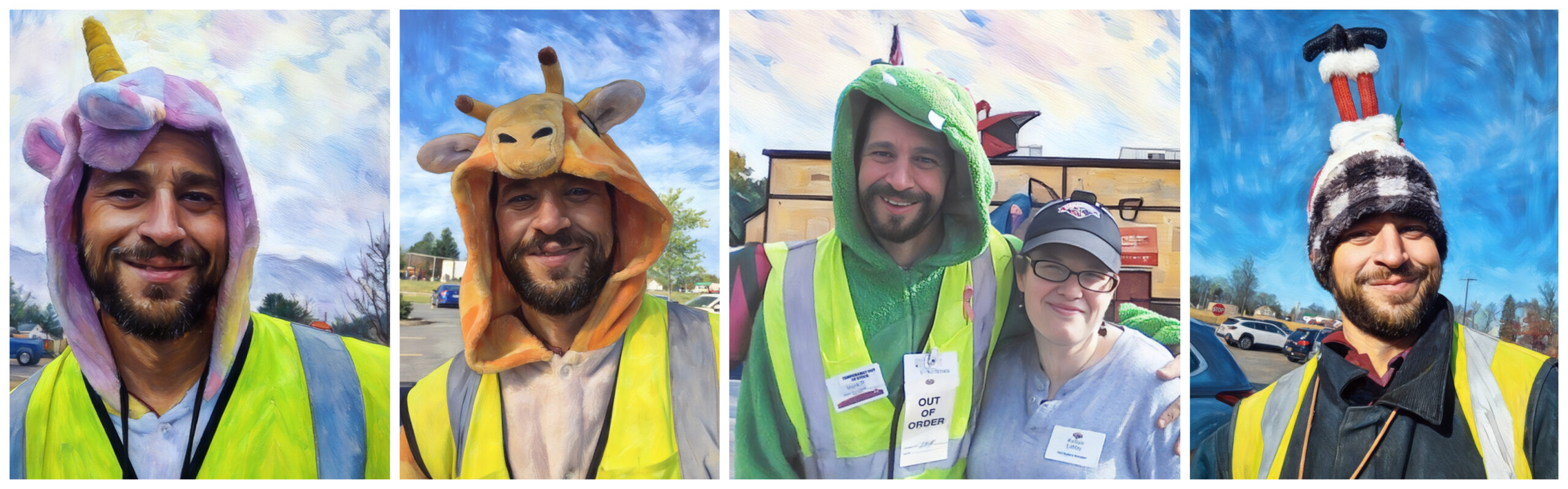 Mark Popolizio of Ballston Spa, NY Hannaford dresses up in playful costumes to cheer the customers all year long